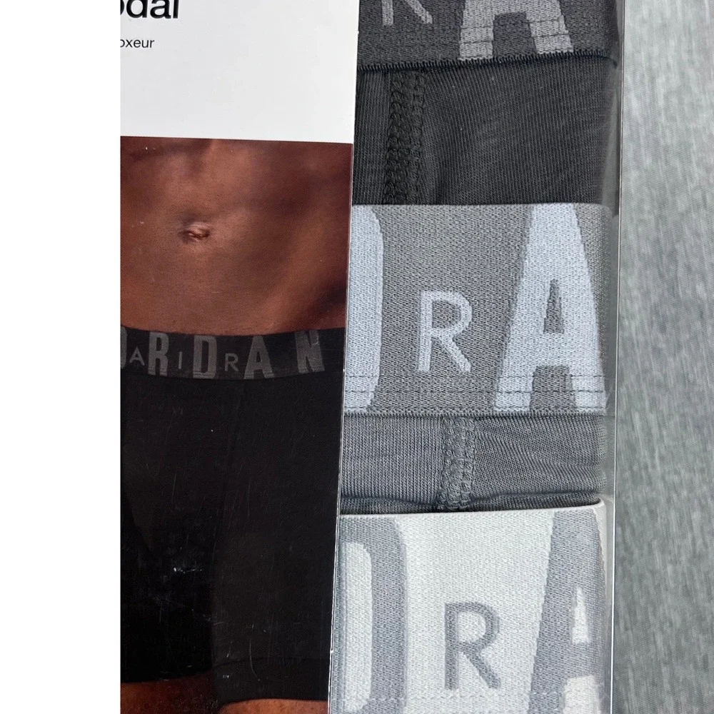 Nike Jordan Flight Essential Mens Boxer Briefs 3 Pack Iron Gray Modal Sz Small